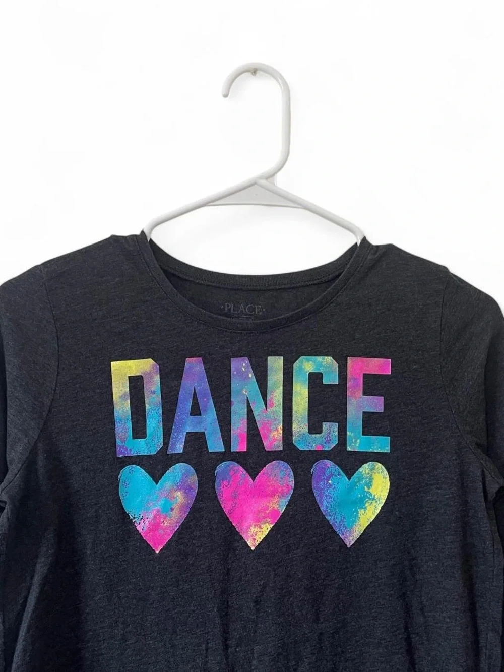 Girls 2XL Long Sleeve Dark Gray Dance Tie Dye Graphic Print T-Shirt Rainbow